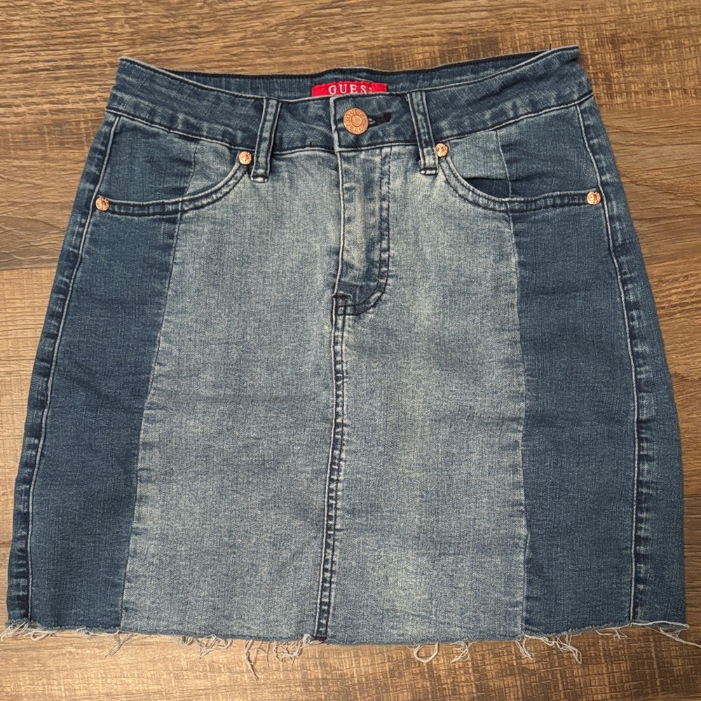 Guess Women's Two-Tone Denim Mini Skirt - Blue
